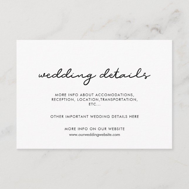 Simple wedding details card (Front)