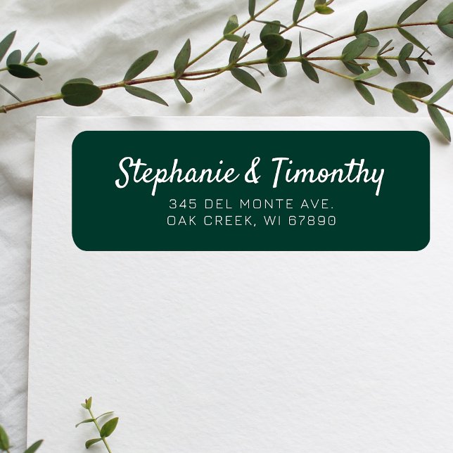 Simple Wedding Emerald Green Return Address (Effortlessly manage wedding correspondence with our simple return labels, ensuring seamless mailing.)
