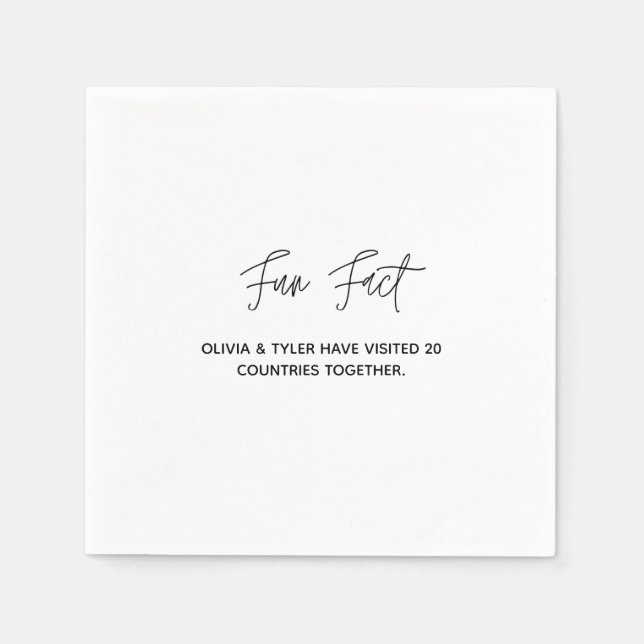 Simple Wedding Fun Fact Paper Napkin (Front)