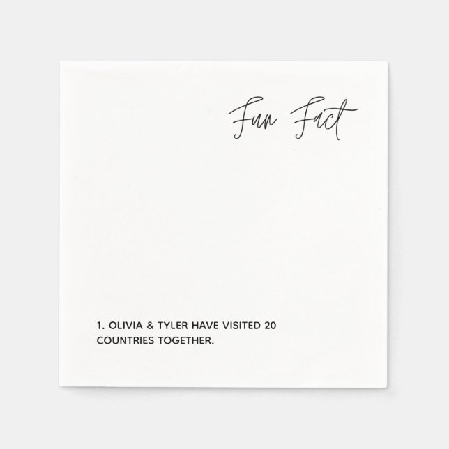 Simple Wedding Fun Fact Paper Napkin (Front)