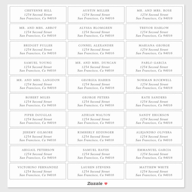 Simple Wedding Guest Address Labels (Sheet)