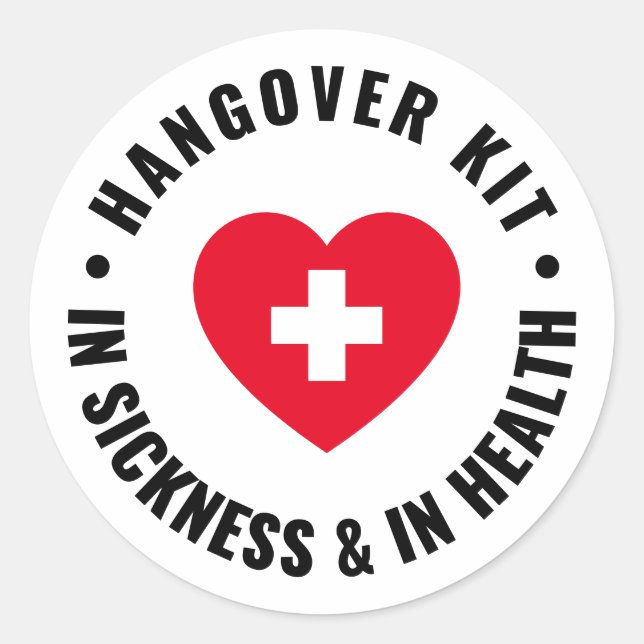  Simple Wedding Hangover Recovery Kit Classic Roun Classic Round Sticker (Front)