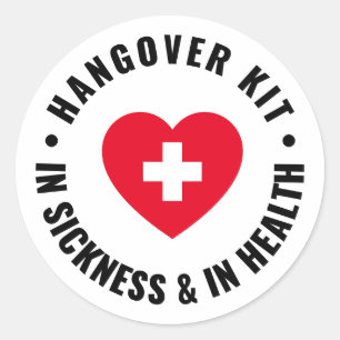  Simple Wedding Hangover Recovery Kit Classic Roun Round Sticker