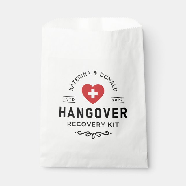 Simple Wedding Hangover Recovery Kit  Favour Bag (Front)