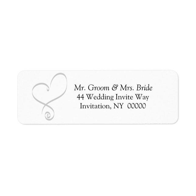 Simple Wedding Heart Invite Return Address Labels (Front)