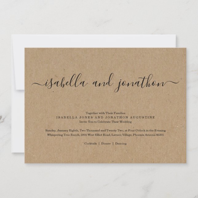 Simple Wedding Invitation - Kraft Paper (Front)