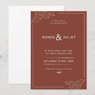 Simple Wedding Invitation Modern Terracotta