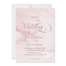 Simple wedding invitation pink peony