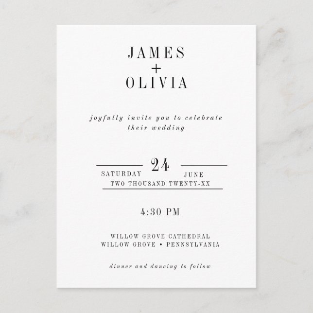 Simple Wedding Invitation Postcard Template (Front)