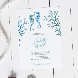 Simple Wedding Invitation Seahorse