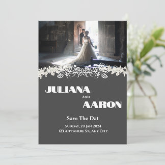 Simple wedding invitation with a picture