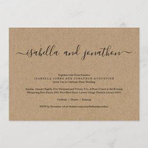 Simple Wedding Invitation with RSVP - Kraft Paper