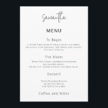 Simple Wedding Menu Card with Guest Name<br><div class="desc">Simple Wedding Menu Card with Guest Name. A great alternative to place cards at your wedding or rehearsal dinner, with your guest's name on their menu. This fully customisable modern design is easy to personalise with your guest name and menu details. You can also change text and background color to...</div>