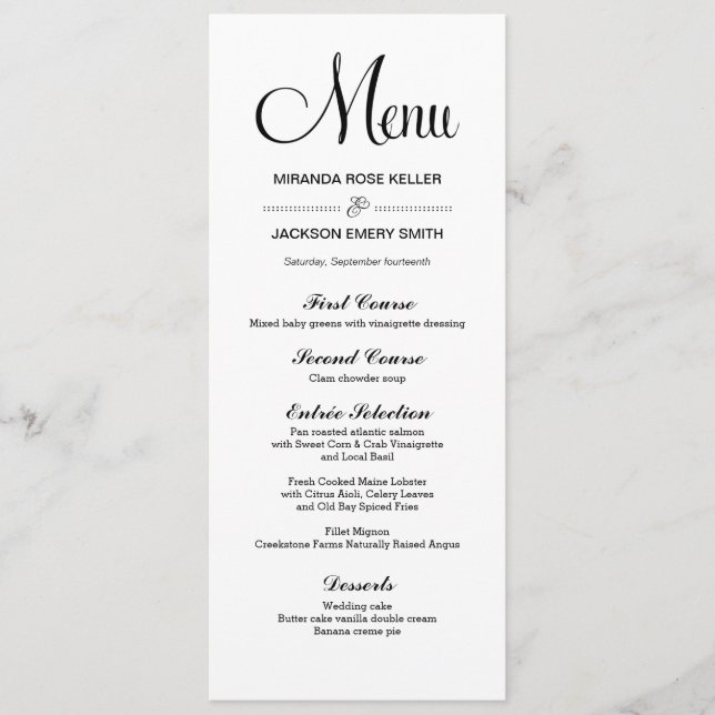 Simple Wedding Menu / Elegant Wedding Menu (Front)