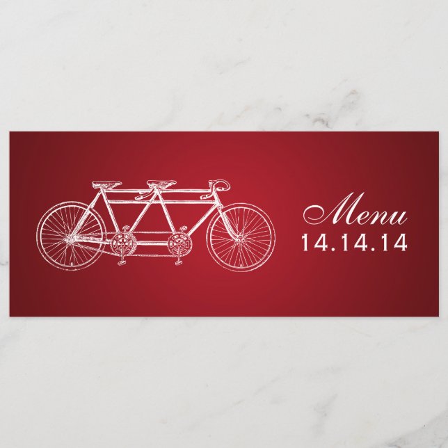 Simple Wedding Menu Tandem Bike Red (Front)