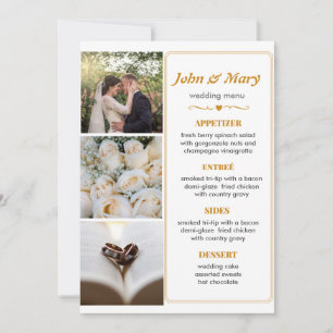 Simple Wedding Menu with Pictures Invitation
