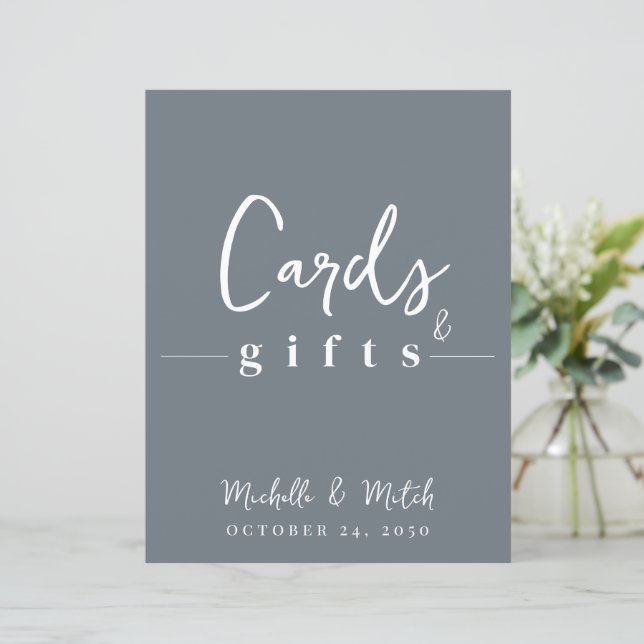 Simple Wedding Minimalist Calligraphy Cards Gifts (Standing Front)