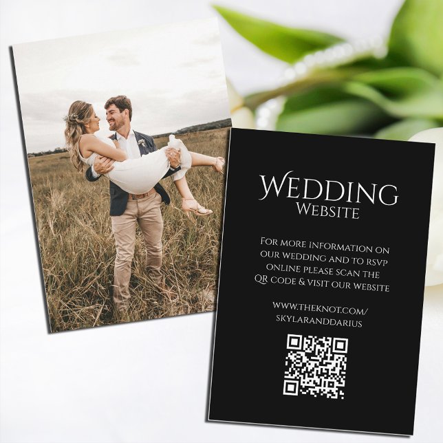Simple Wedding Monogram Classic Minimal QR Code Enclosure Card (Creator Uploaded)