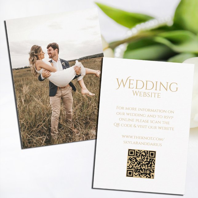 Simple Wedding Monogram Classic Minimal QR Code Enclosure Card (Creator Uploaded)