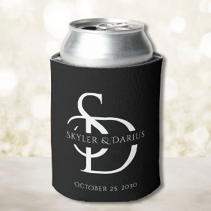 Simple Wedding Monogram Personalised With Name Can Cooler