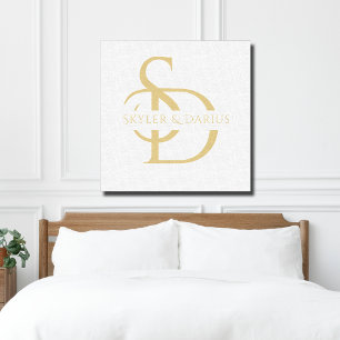 Simple Wedding Monogram Personalised With Name Canvas Print