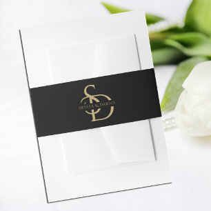 Simple Wedding Monogram Personalised With Name Invitation Belly Band