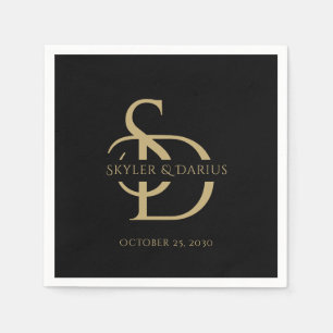 Simple Wedding Monogram Personalised With Name Napkin