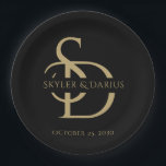 Simple Wedding Monogram Personalised With Name Paper Plate<br><div class="desc">Elevate your celebration with our Simple Wedding Monogram Personalised With Name Paper Plates, designed to add a touch of elegance to any event. Featuring a sophisticated black and gold colour scheme, these monogrammed plates are perfect for weddings, anniversaries, rehearsal dinners, or any special occasion where you want to make a...</div>