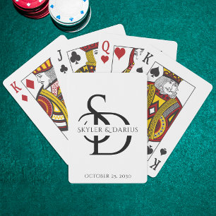 Simple Wedding Monogram Personalised With Name Playing Cards