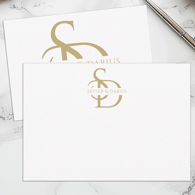 Simple Wedding Monogram Personalised With Name Thank You Card (Creator Uploaded)