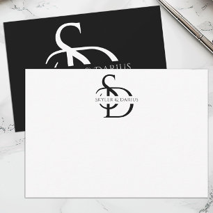 Simple Wedding Monogram Personalised With Name Thank You Card