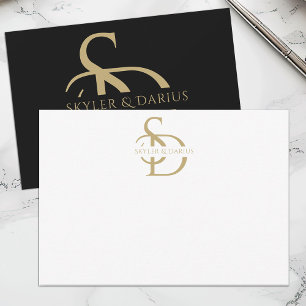 Simple Wedding Monogram Personalised With Name Thank You Card