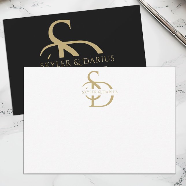 Simple Wedding Monogram Personalised With Name Thank You Card (Creator Uploaded)