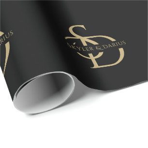 Simple Wedding Monogram Personalised With Name Wrapping Paper