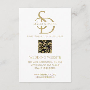 Simple Wedding Monogram Upload Photo QR Code RSVP Enclosure Card