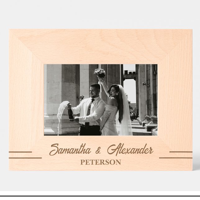 Simple Wedding Name Engraved Wood Frame (Creator Uploaded)