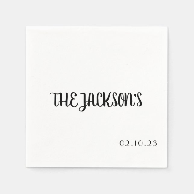 Simple Wedding Napkin With Couples Last Name (Front)