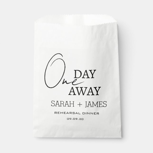 Simple Wedding One Day Away Rehearsal Dinner  Favour Bags (Front)