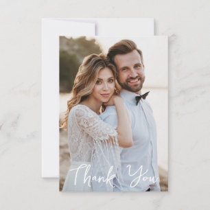 Simple Wedding Photo Add Your Greeting Thank You Card