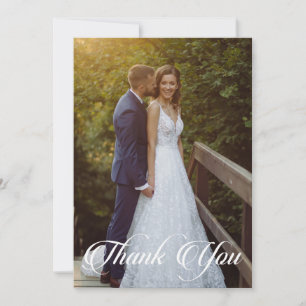 Simple Wedding Photo Add Your Greeting Thank You Card
