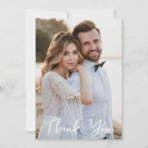 Simple Wedding Photo Add Your Greeting Thank You  Card