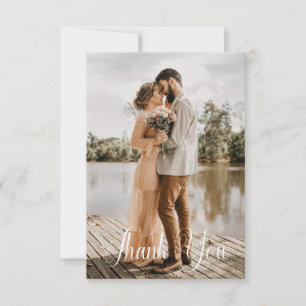 Simple Wedding Photo Add Your Greeting Thank You Card