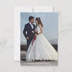 Simple Wedding Photo Add Your Greeting Thank You Card
