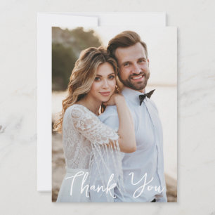Simple Wedding Photo Add Your Greeting Thank You Card
