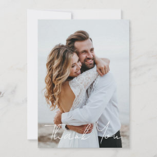 Simple Wedding Photo Add Your Greeting Thank You Card