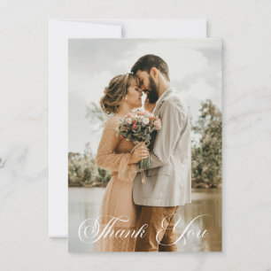 Simple Wedding Photo Add Your Greeting Thank You Card