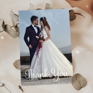 Simple Wedding Photo Add Your Greeting  Thank You Card