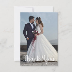 Simple Wedding Photo Add Your Greeting Thank You Card