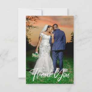 Simple Wedding Photo Add Your Greeting Thank You Card