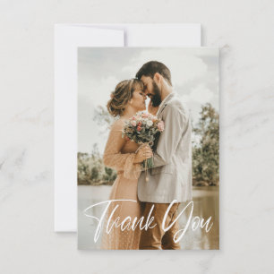 Simple Wedding Photo Add Your Greeting Thank You Card